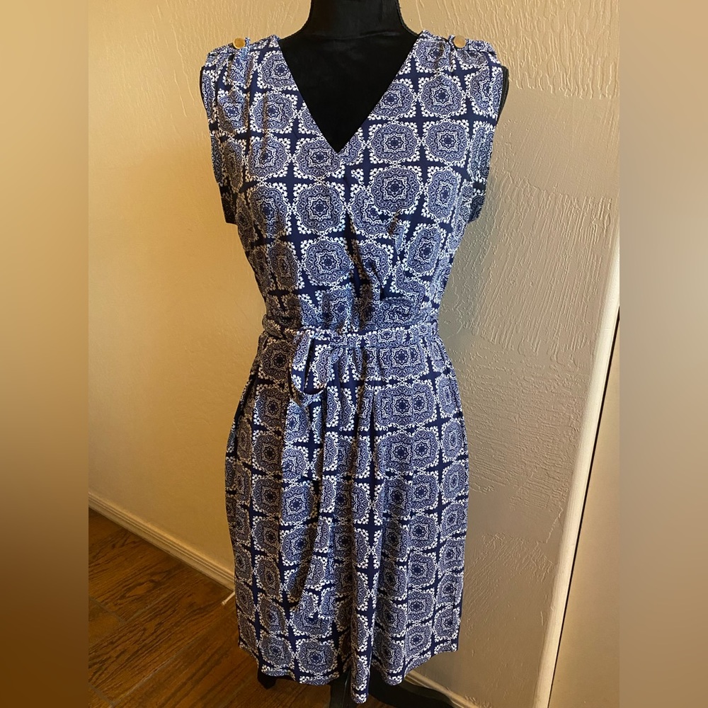 Banana Republic Dress Size Small Blue and White